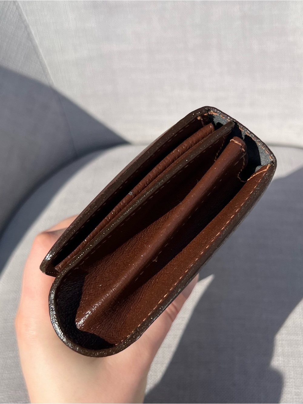 Gucci Web Sherry Line brown leather clutch bag wallet - Picture 6 of 12